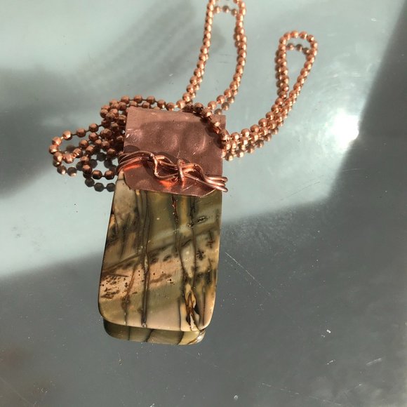 Picasso Jasper Dog Tag  Pendant Necklace Copper - Picture 6 of 6
